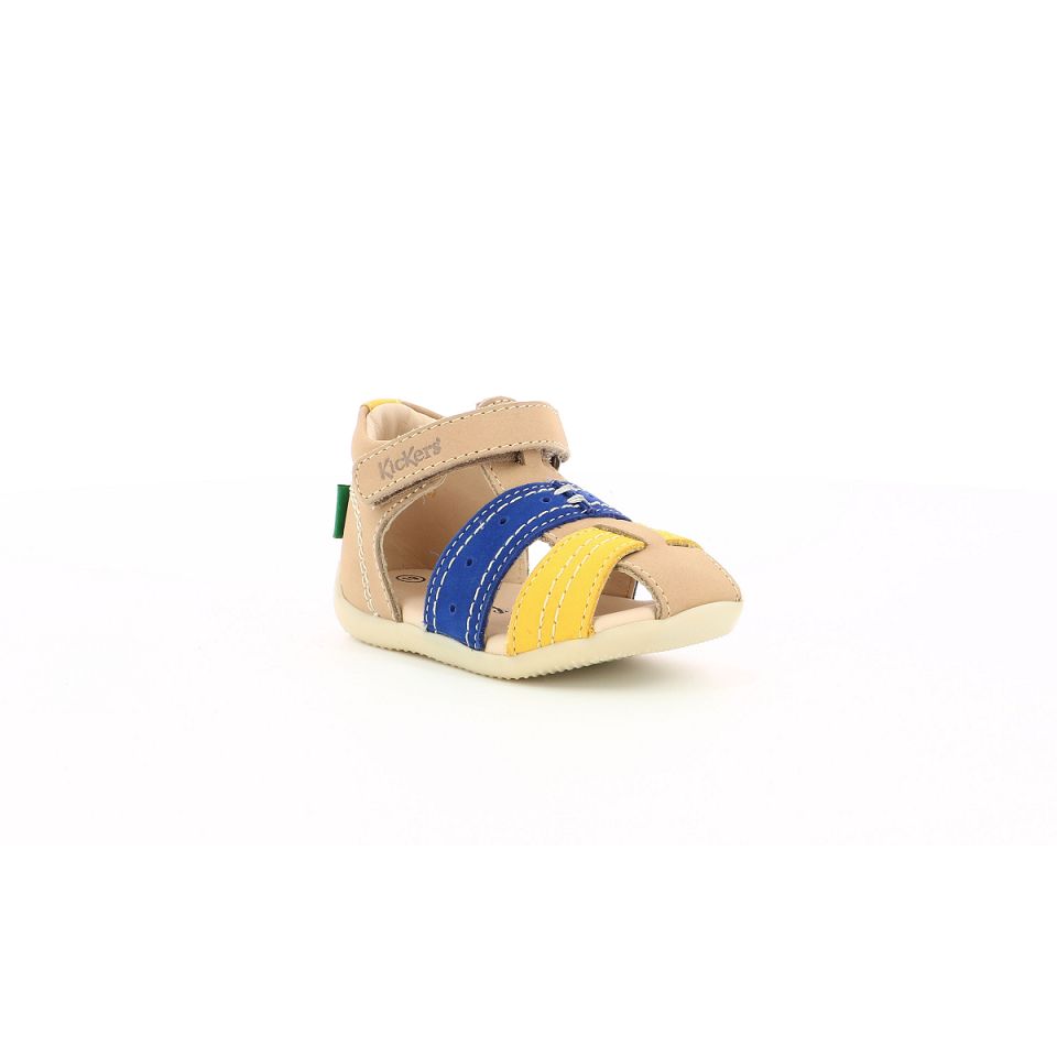 Kickers Bigbazar-2 Sandaler Pojke Beige Marinblå | 84235-HSWV