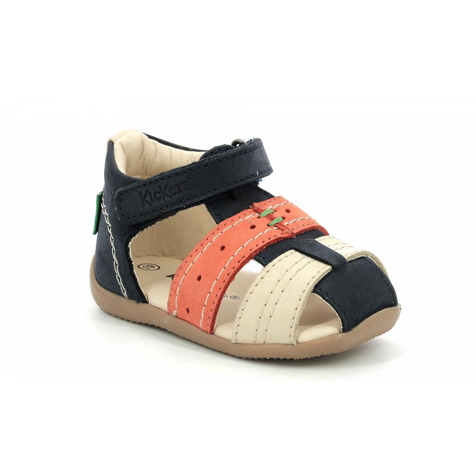 Kickers Bigbazar-2 Sandaler Pojke Marinblå Beige Orange | 45102-VKDU