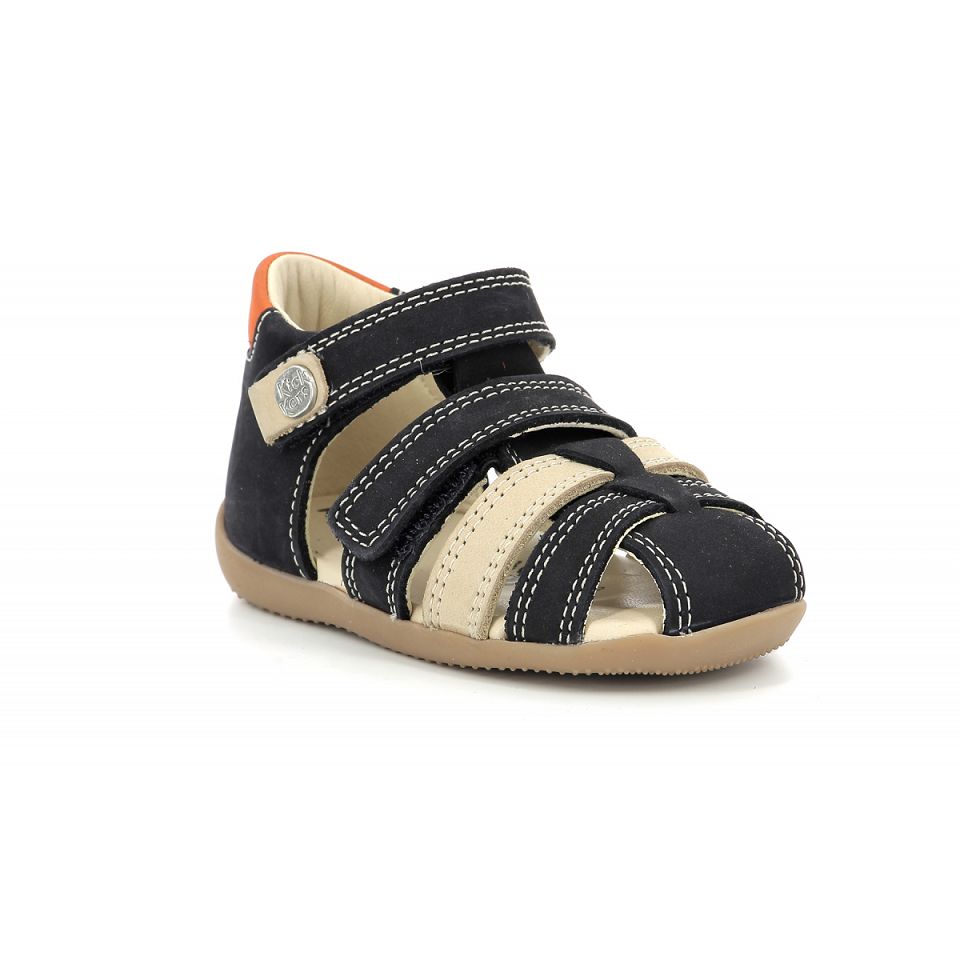 Kickers Bipod Sandaler Pojke Marinblå Beige Orange | 49682-IBLO