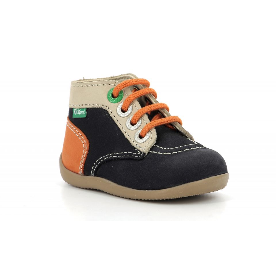 Kickers Bonzip-2 Stövlar Tjej Marinblå Beige Orange | 54067-TQIS