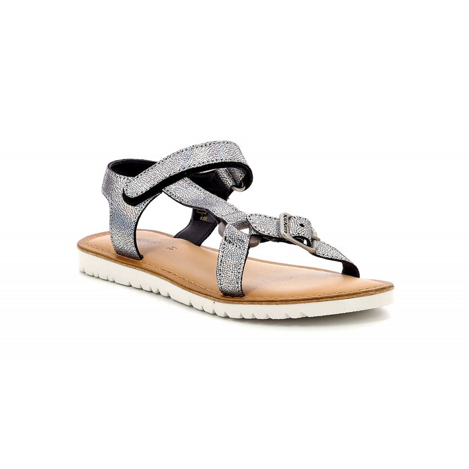 Kickers Braska Sandaler Tjej Svarta Metal | 08547-CUIH