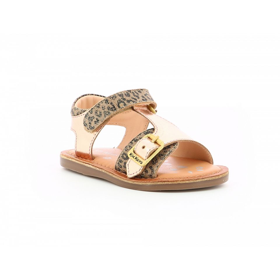 Kickers Diazz Sandaler Tjej Beige Leopard Rosa | 78541-FHXK