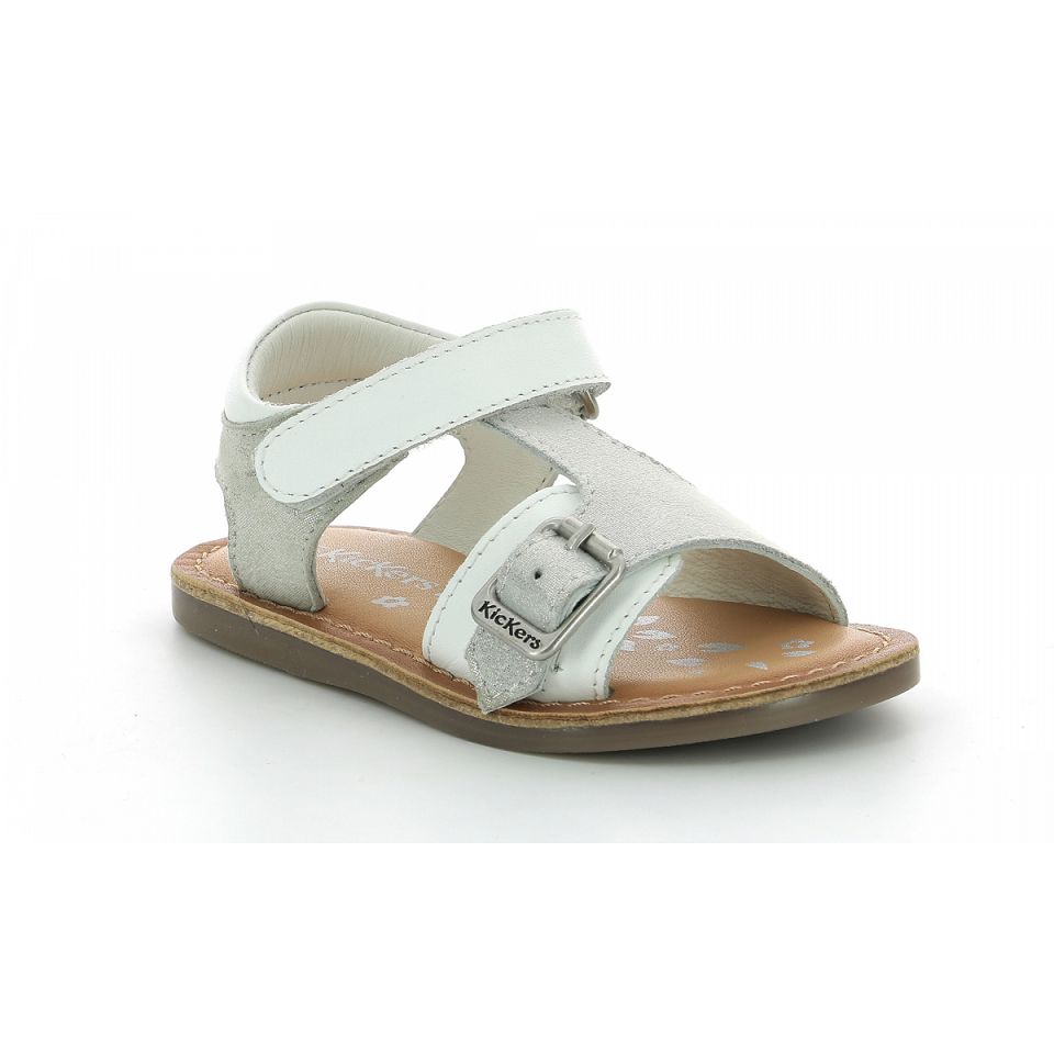 Kickers Diazz Sandaler Tjej Vita Silver Metal | 98705-KIRH