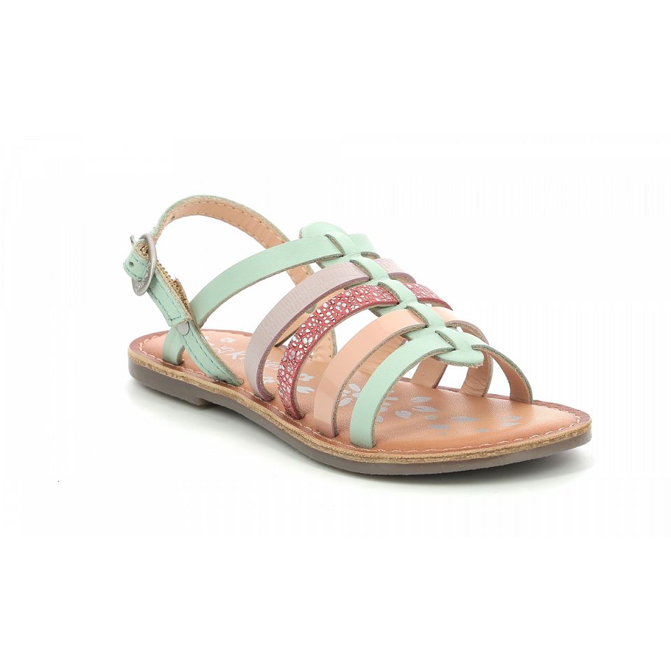 Kickers Dixon Sandaler Tjej Gröna Ljusrosa Lila | 45927-KCWU