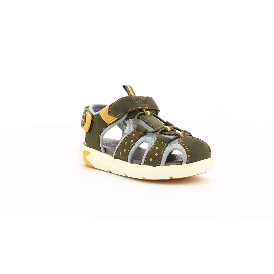 Kickers Jumange Sandaler Pojke Khaki Gula | 54861-YJTB
