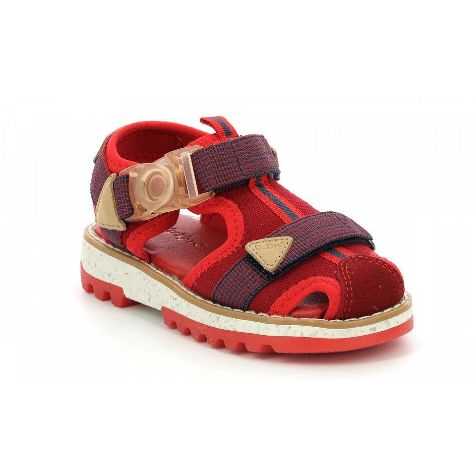 Kickers Kickclic Sandaler Pojke Röda Marinblå | 51760-BCGX