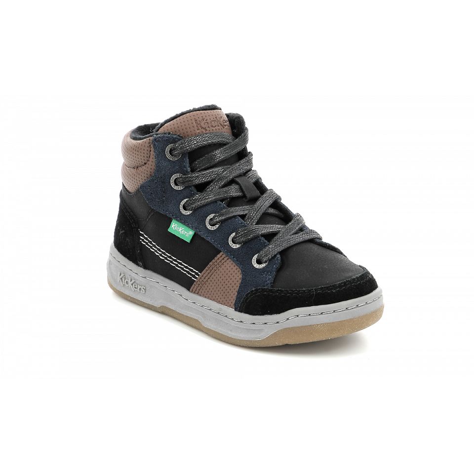 Kickers Kickosta Sneakers Pojke Svarta Blå Bruna | 18093-NEBZ