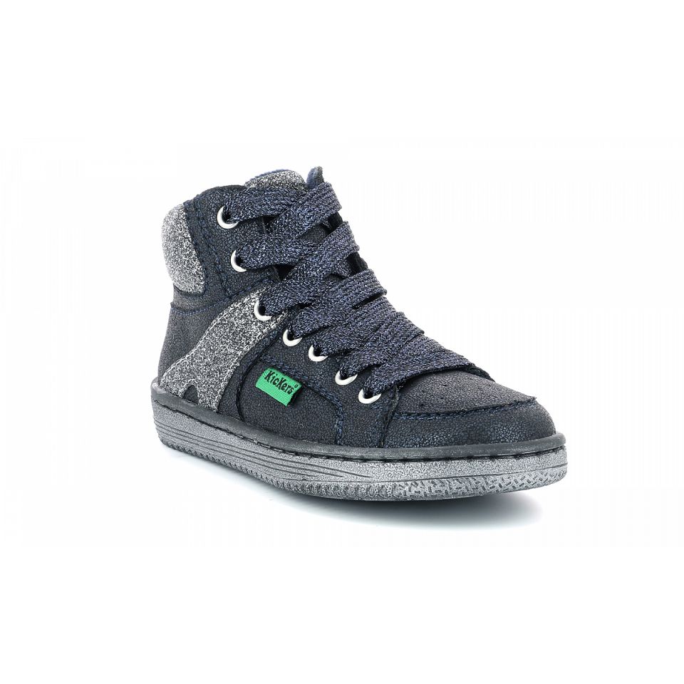 Kickers Lowell Sneakers Pojke Marinblå Silver | 84359-TIJP