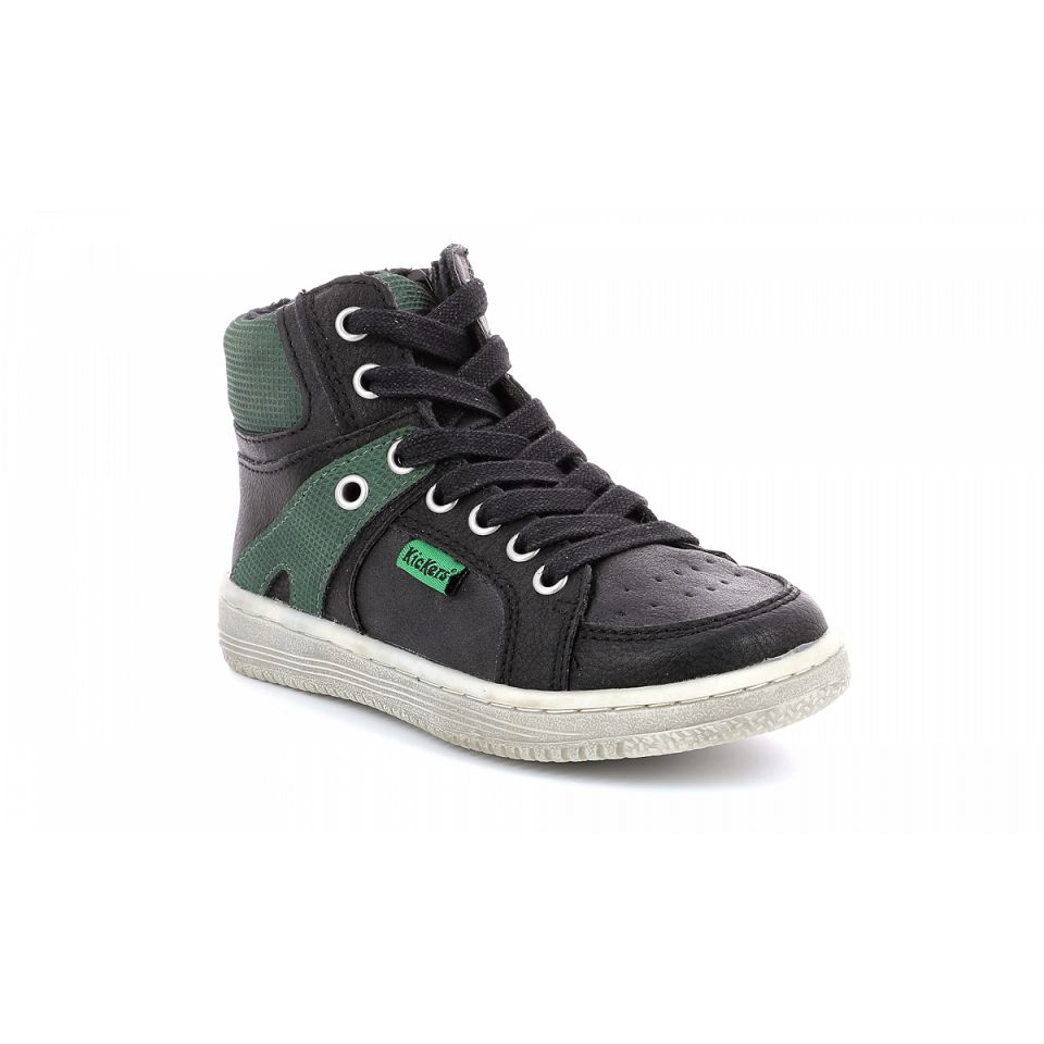 Kickers Lowell Sneakers Pojke Svarta Gröna | 02698-XKSQ