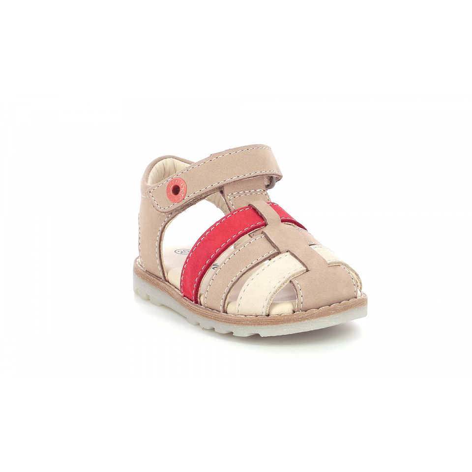 Kickers Nonosti Sandaler Pojke Beige Röda | 64150-MUVB