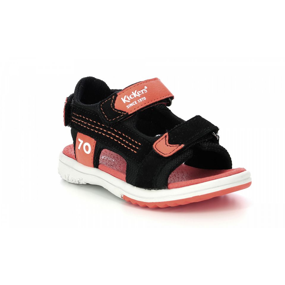 Kickers Plane Sandaler Pojke Blackange | 64298-CUFK