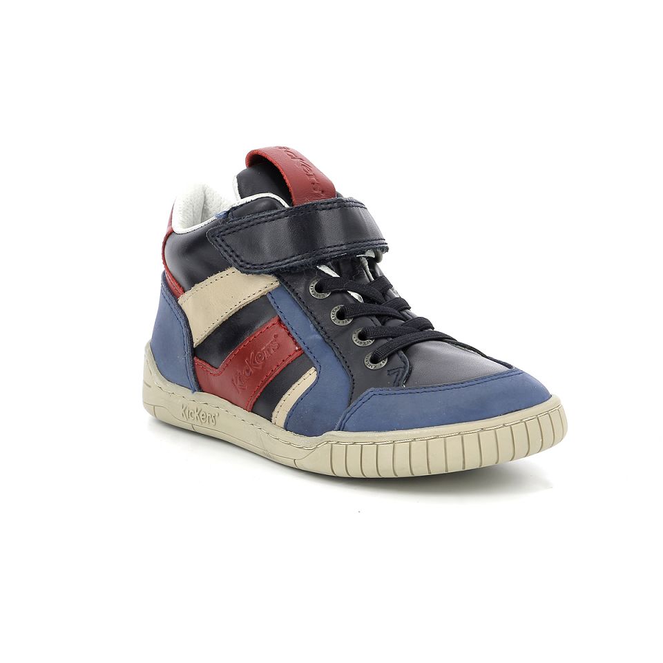 Kickers Wincky cdt Sneakers Pojke Blå Röda Marinblå | 74352-MWPG