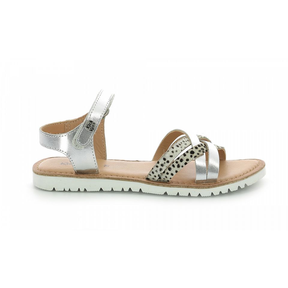 Kickers Betternew Sandaler Tjej Vita Silver | 52730-CHWE