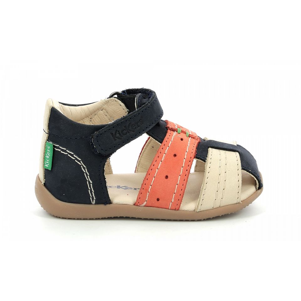 Kickers Bigbazar-2 Sandaler Pojke Marinblå Beige Orange | 45102-VKDU