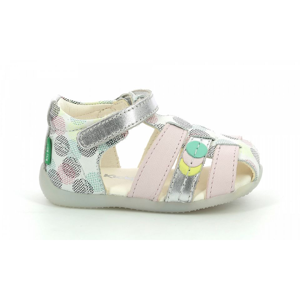 Kickers Bigflo-2 Sandaler Tjej Vita Rosa | 27163-GXTY
