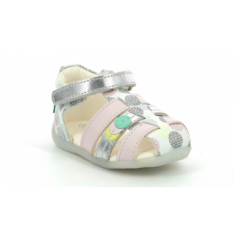 Kickers Bigflo-2 Sandaler Tjej Vita Rosa | 27163-GXTY