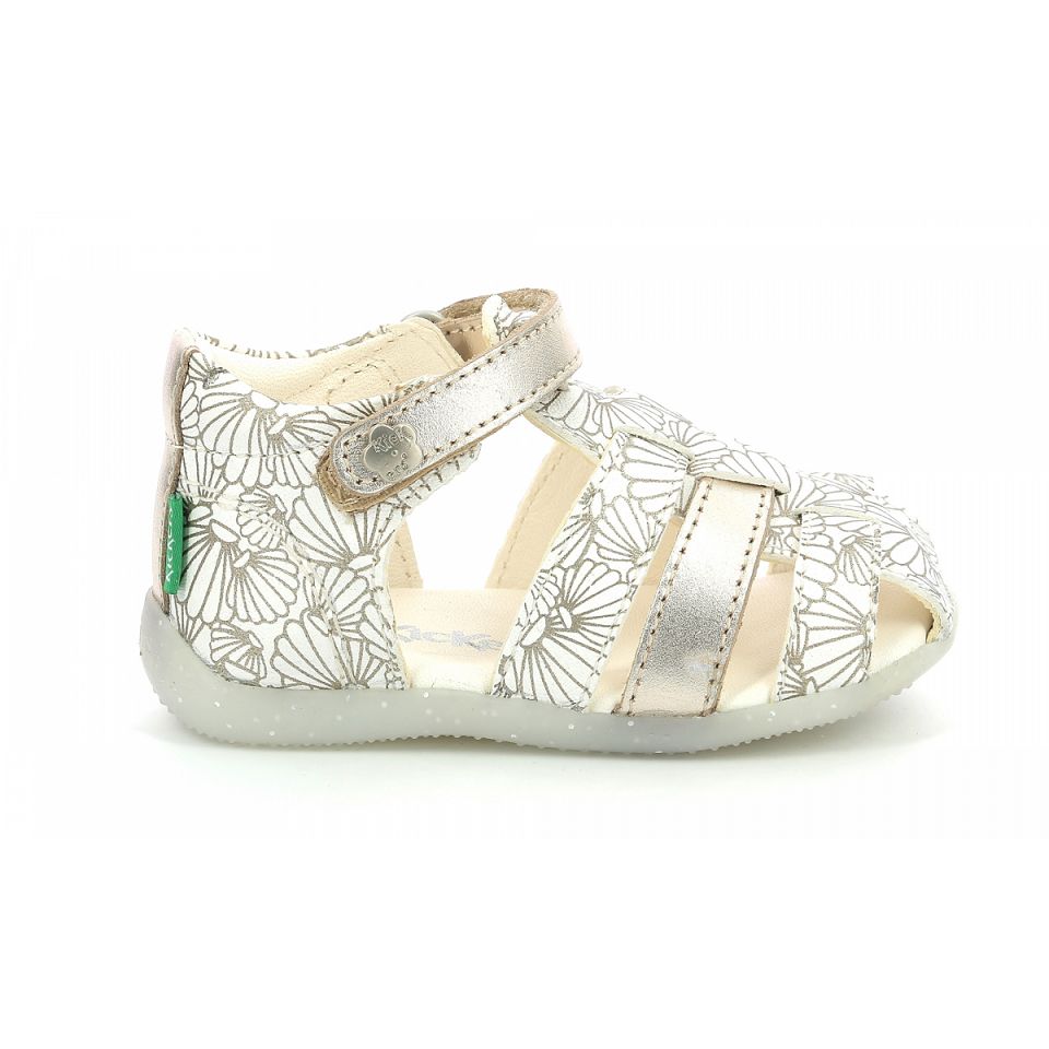 Kickers Bigflo-2 Sandaler Tjej Vita Silver | 71082-KGWI