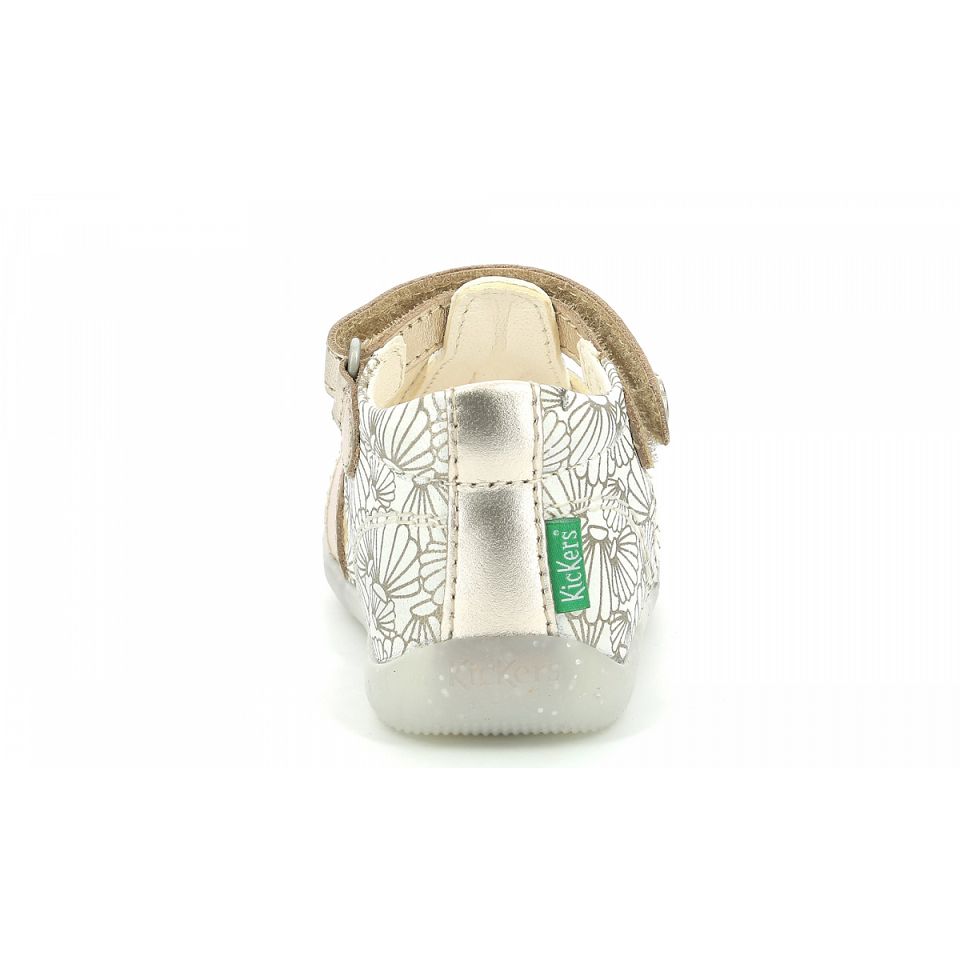 Kickers Bigflo-2 Sandaler Tjej Vita Silver | 71082-KGWI
