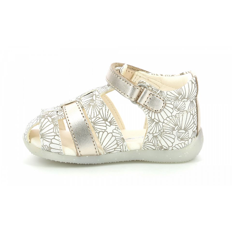 Kickers Bigflo-2 Sandaler Tjej Vita Silver | 71082-KGWI