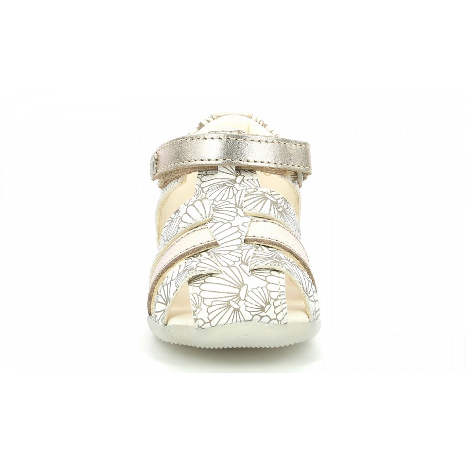 Kickers Bigflo-2 Sandaler Tjej Vita Silver | 71082-KGWI