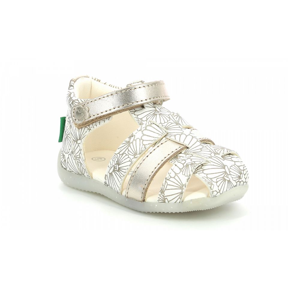 Kickers Bigflo-2 Sandaler Tjej Vita Silver | 71082-KGWI