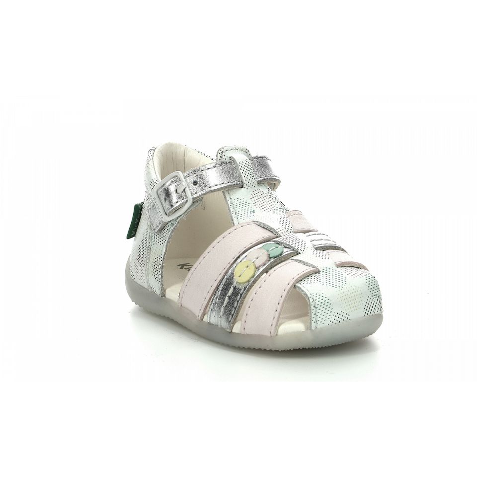 Kickers Bigfly-2 Sandaler Tjej Vita Rosa | 05613-KFEL