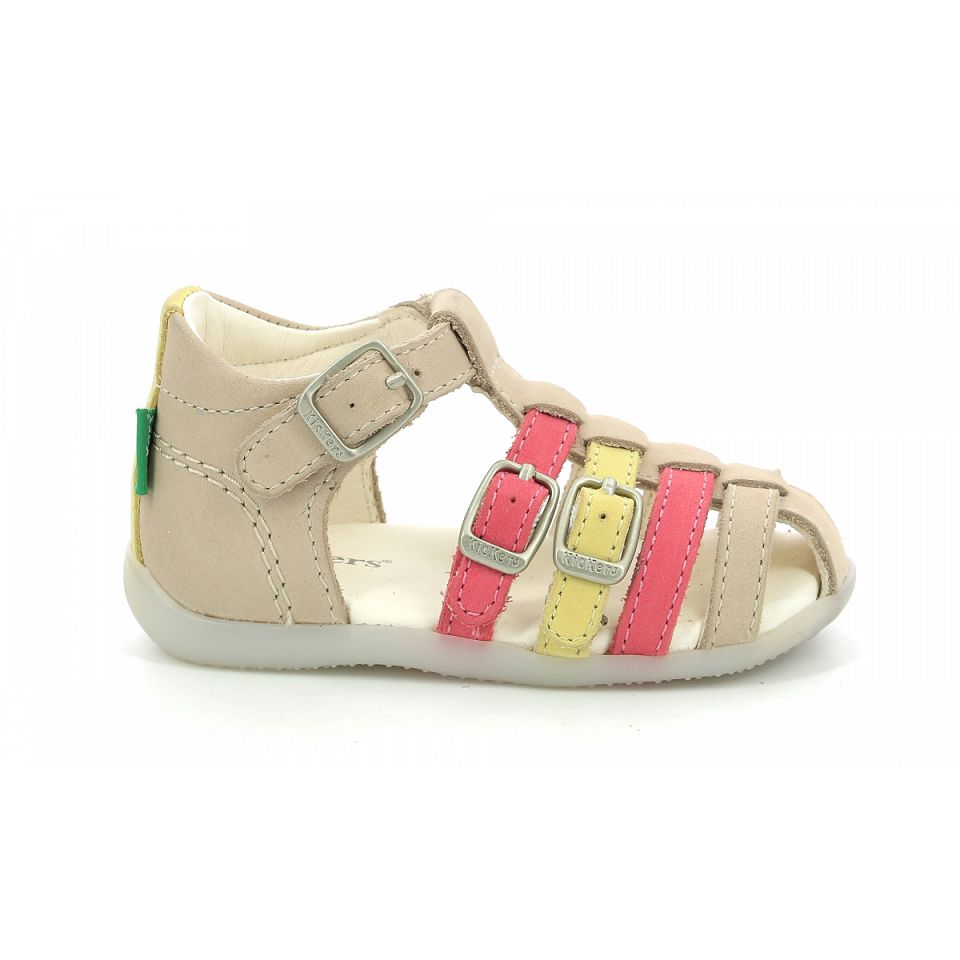 Kickers Bigfor Sandaler Tjej Beige Rosa | 65347-QUHC