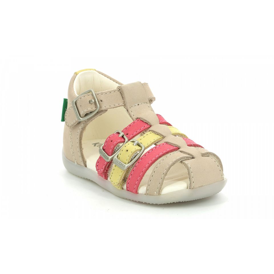 Kickers Bigfor Sandaler Tjej Beige Rosa | 65347-QUHC