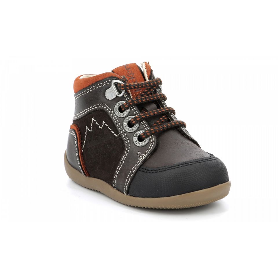 Kickers Bins Sneakers Pojke Mörkbruna Orange | 89510-DEHG