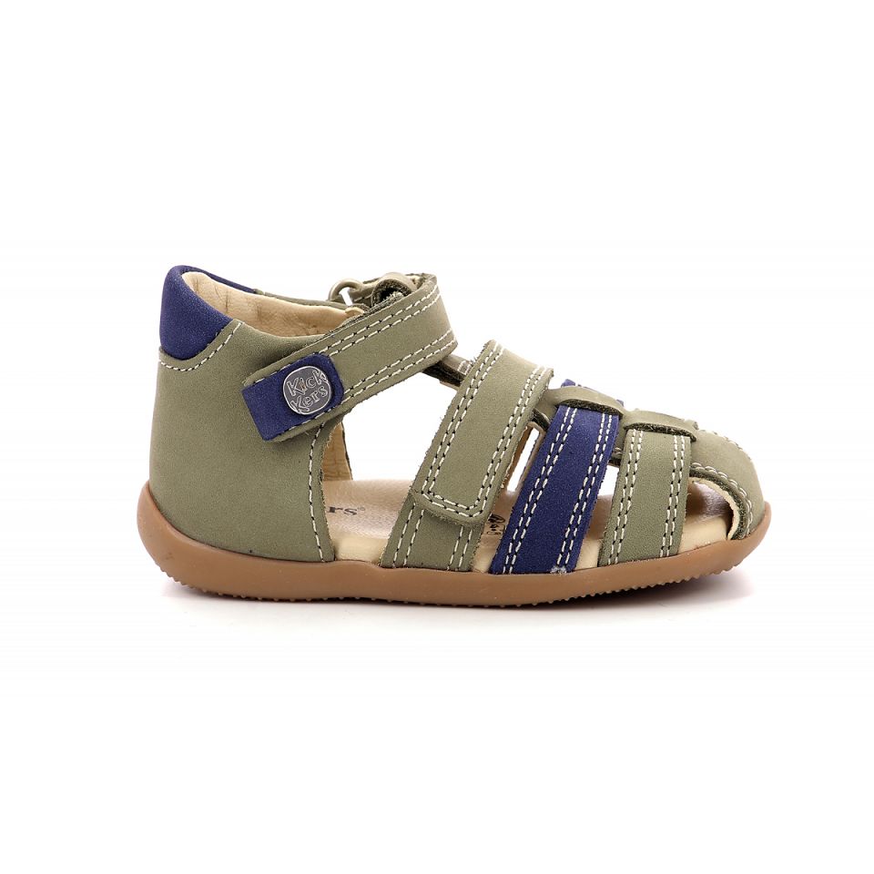 Kickers Bipod Sandaler Pojke Khaki Blå | 95201-NGAD