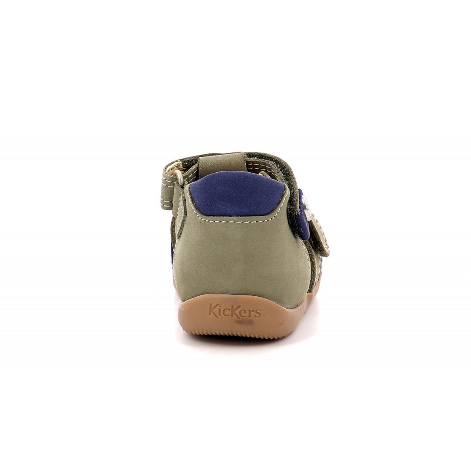 Kickers Bipod Sandaler Pojke Khaki Blå | 95201-NGAD