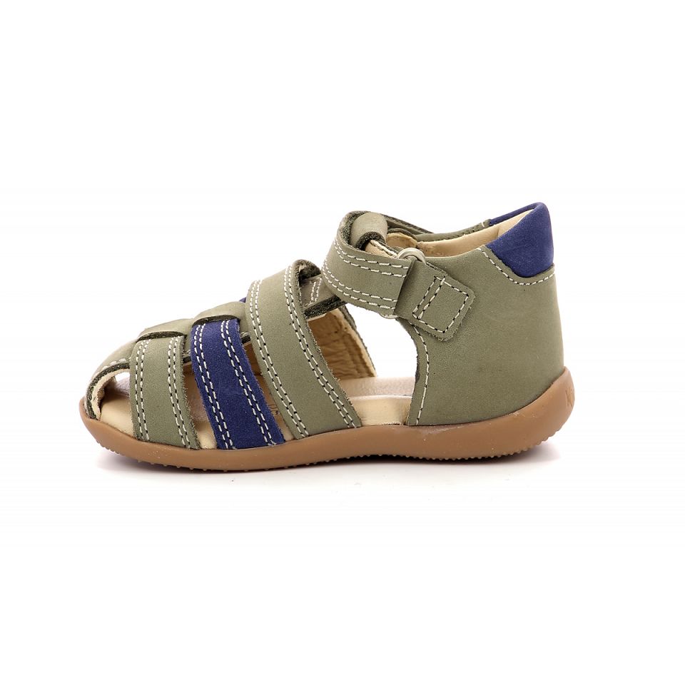 Kickers Bipod Sandaler Pojke Khaki Blå | 95201-NGAD
