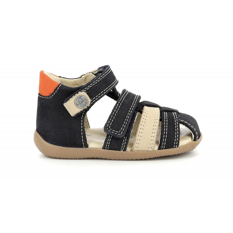 Kickers Bipod Sandaler Pojke Marinblå Beige Orange | 49682-IBLO
