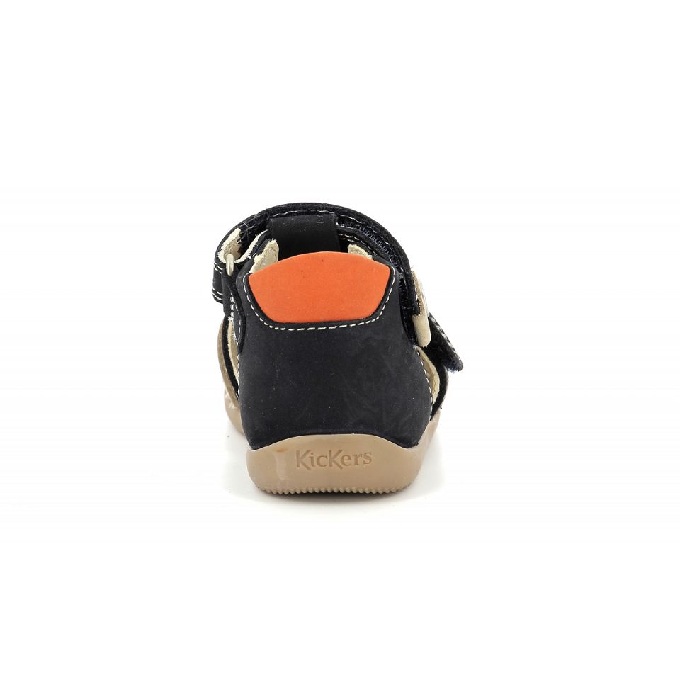 Kickers Bipod Sandaler Pojke Marinblå Beige Orange | 49682-IBLO