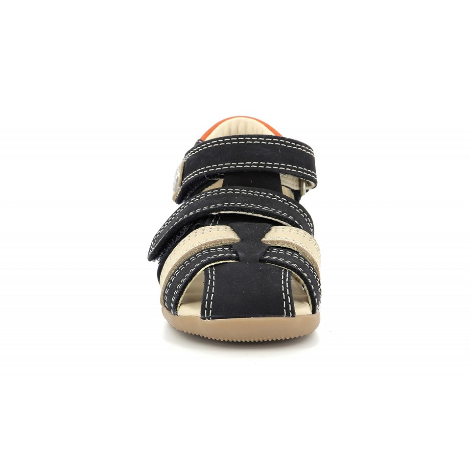 Kickers Bipod Sandaler Pojke Marinblå Beige Orange | 49682-IBLO