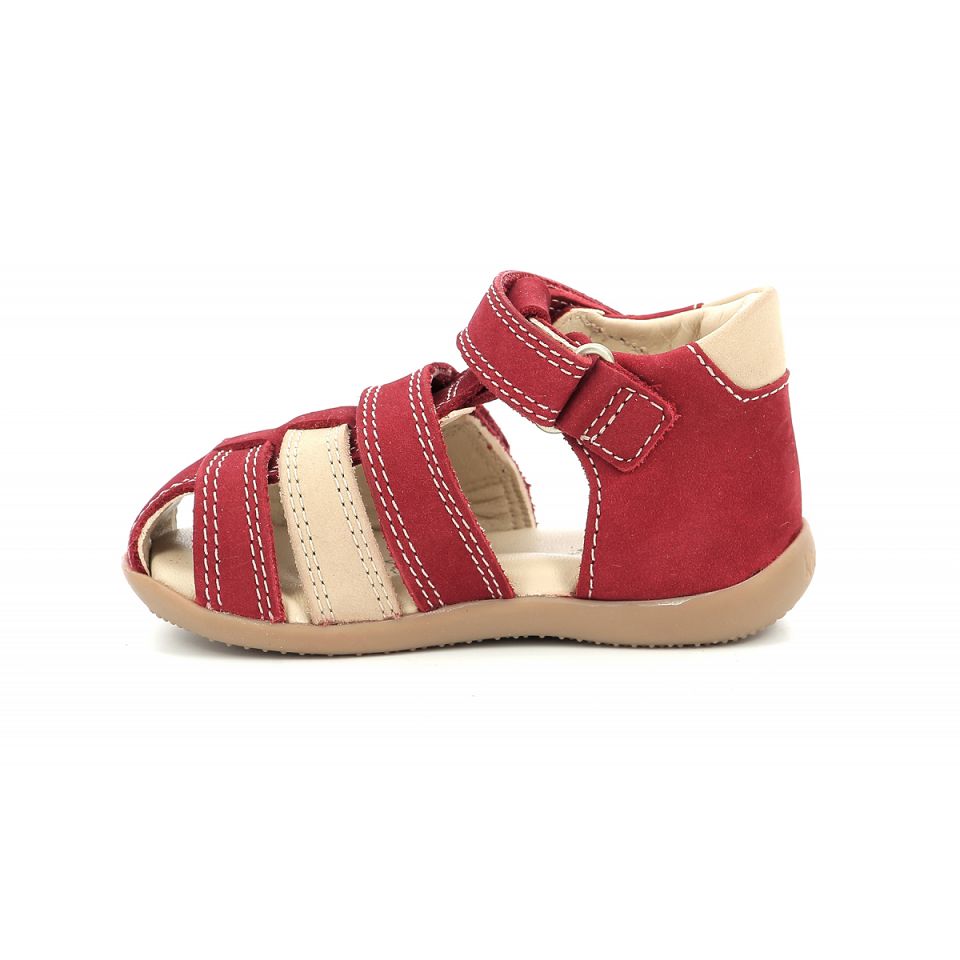 Kickers Bipod Sandaler Pojke Röda Beige | 73621-RTHS