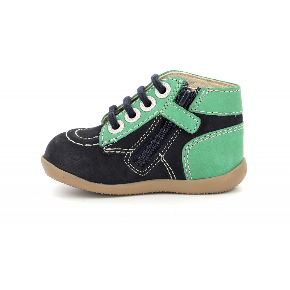 Kickers Bonzip-2 Sneakers Pojke Marinblå Gröna | 86142-IJNC