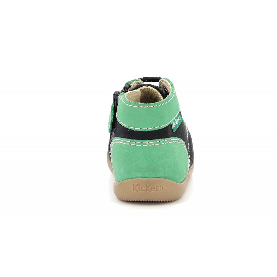 Kickers Bonzip-2 Sneakers Pojke Marinblå Gröna | 86142-IJNC