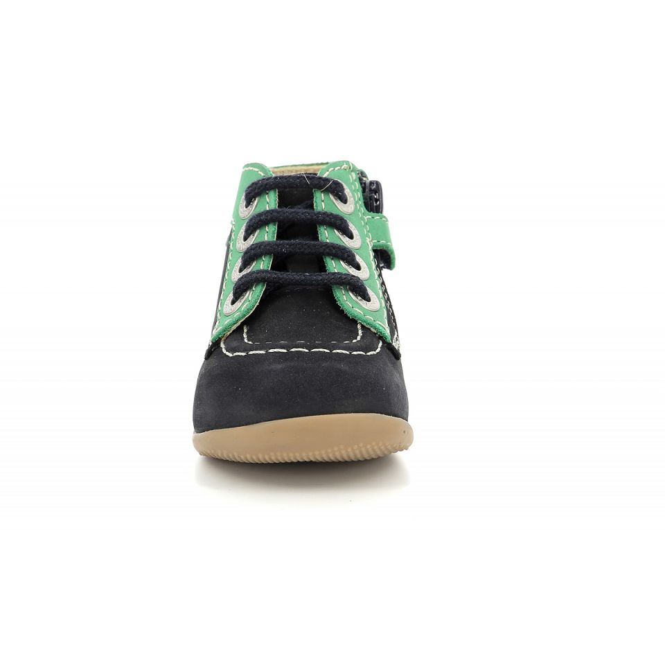 Kickers Bonzip-2 Sneakers Pojke Marinblå Gröna | 86142-IJNC