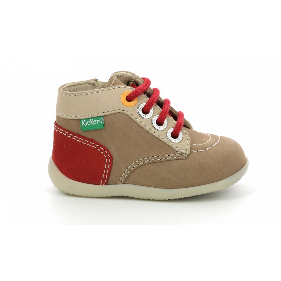 Kickers Bonzip-2 Stövlar Pojke Beige Röda | 09815-DLMC