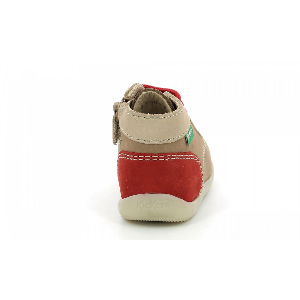 Kickers Bonzip-2 Stövlar Pojke Beige Röda | 09815-DLMC