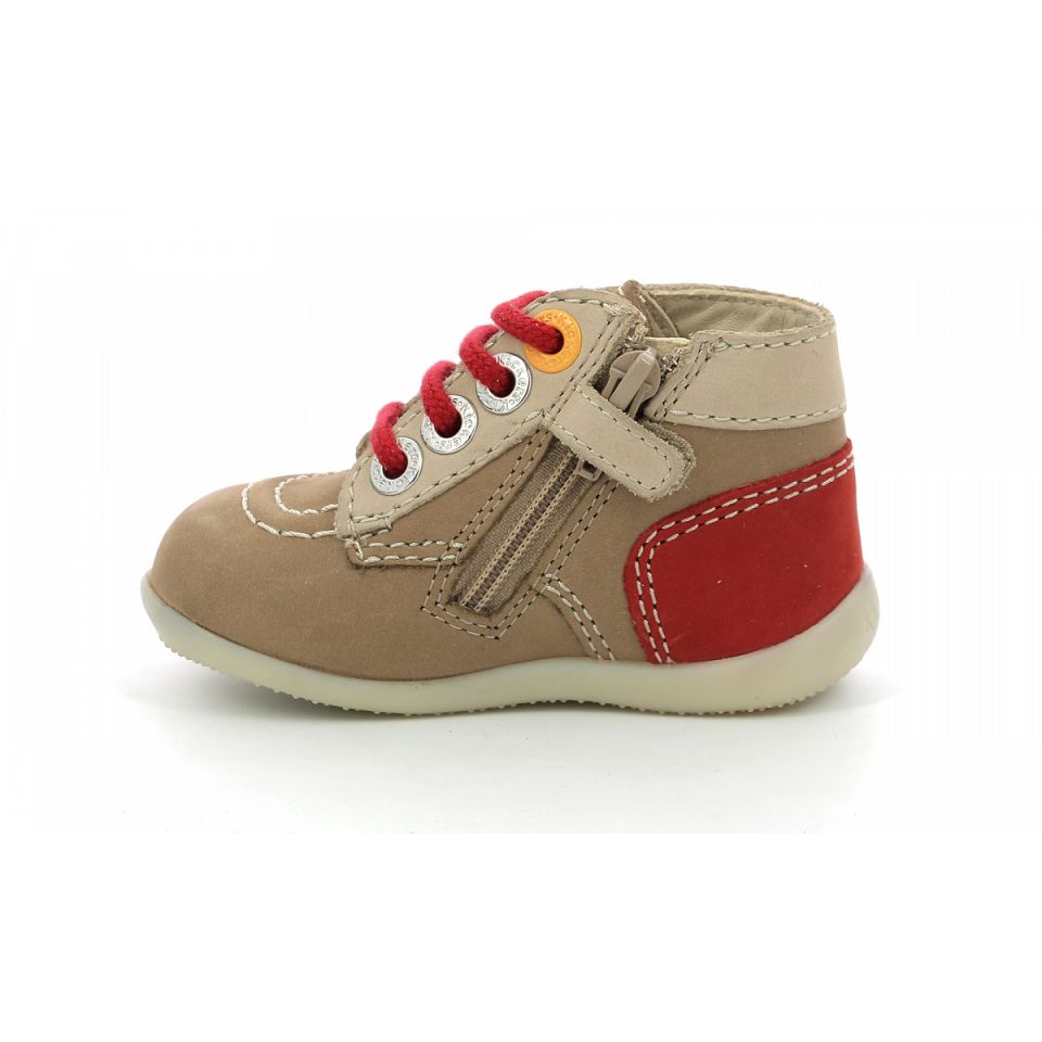 Kickers Bonzip-2 Stövlar Pojke Beige Röda | 09815-DLMC