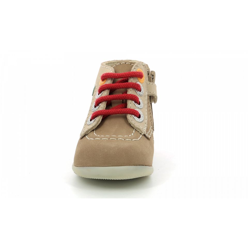 Kickers Bonzip-2 Stövlar Pojke Beige Röda | 09815-DLMC