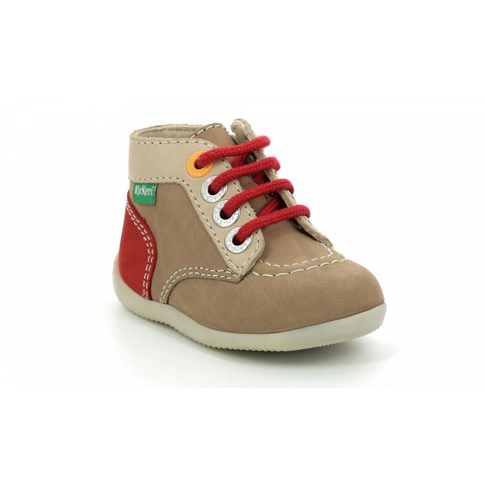 Kickers Bonzip-2 Stövlar Pojke Beige Röda | 09815-DLMC