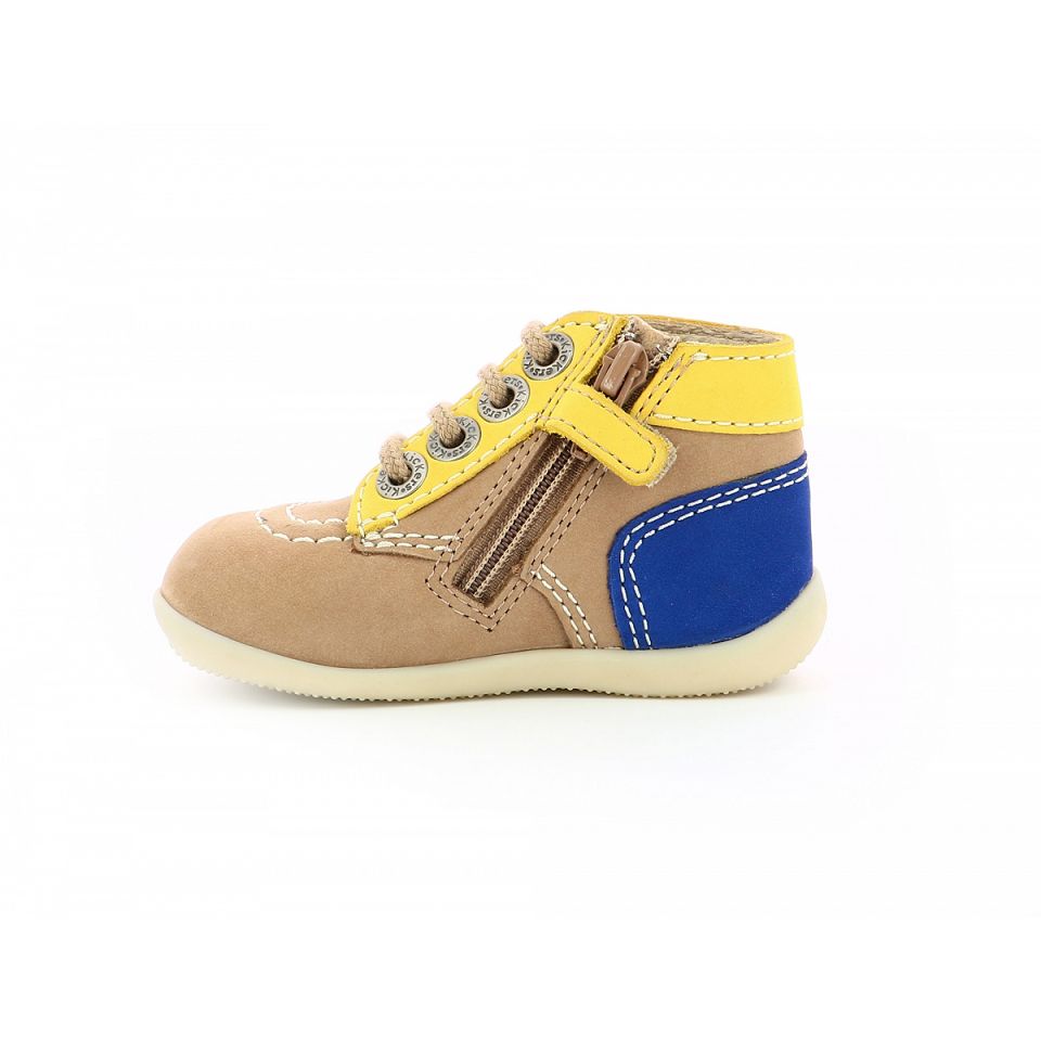 Kickers Bonzip-2 Stövlar Tjej Beige Marinblå | 34912-WKMO