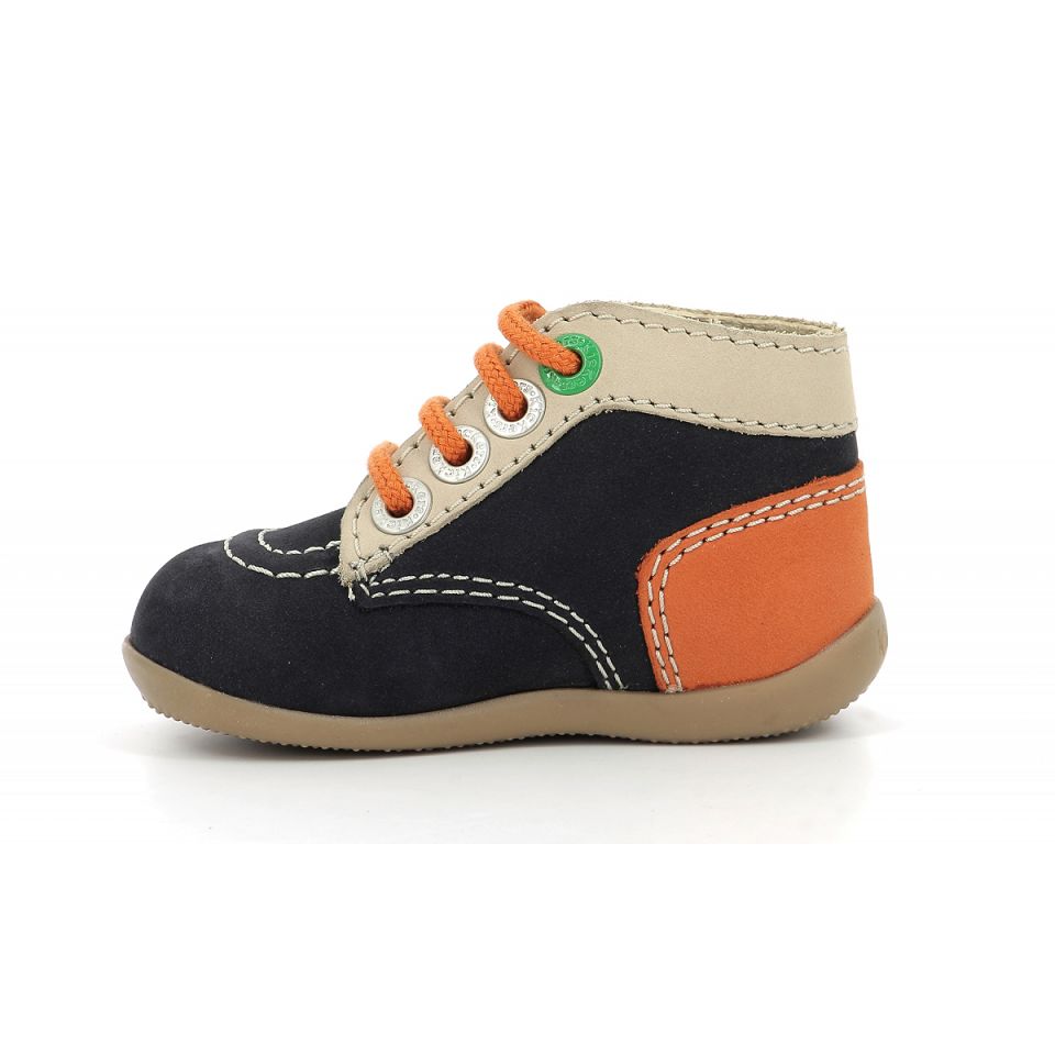 Kickers Bonzip-2 Stövlar Tjej Marinblå Beige Orange | 54067-TQIS