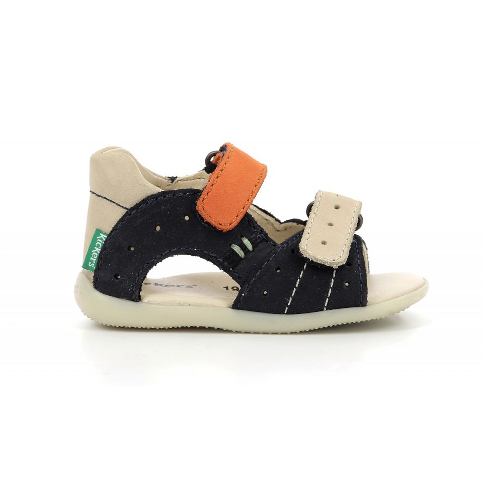Kickers Boping-2 Sandaler Pojke Marinblå Beige Orange | 82309-GLIB