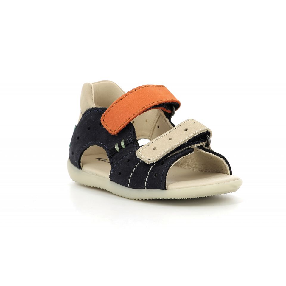 Kickers Boping-2 Sandaler Pojke Marinblå Beige Orange | 82309-GLIB