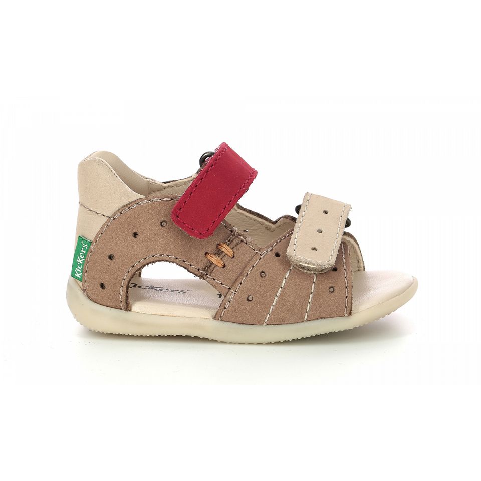 Kickers Boping-2 Sandaler Tjej Beige Röda | 87051-VENC