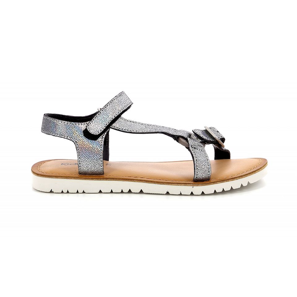 Kickers Braska Sandaler Tjej Svarta Metal | 08547-CUIH